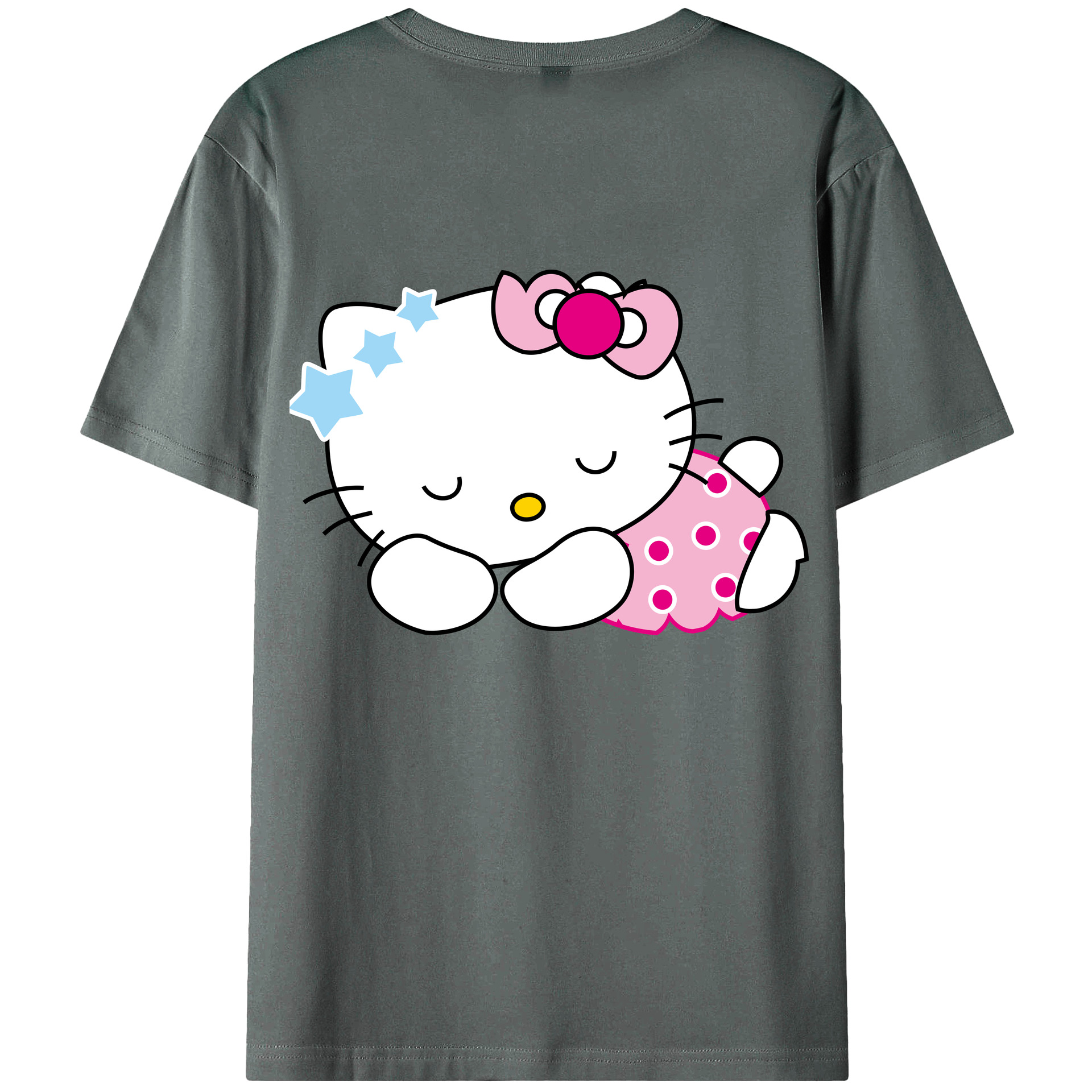 （画像用） Hello Kitty ハローキティ 綿100％ メンズ半袖Tシャツ（バックプリント） 通気性